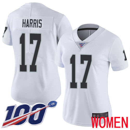 Oakland Raiders Limited White Women Dwayne Harris Road Jersey NFL Football #17 100th Season Vapor Jersey